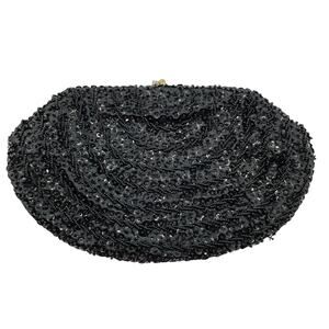 JEM Black Silk Beaded Formal Evening Bag Clutch Women Retro Glam VTG 1950s